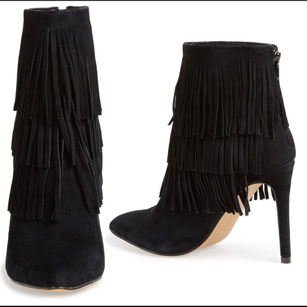 🎉HOST PICK!🎉 Black Suede Fringe Boots By Steve Madden - Picture 5 of 16